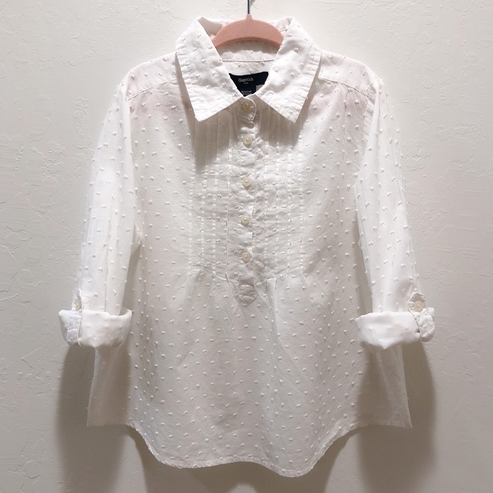 Gap Kids Pleated Front Convertible Sleeve Popover Blouse